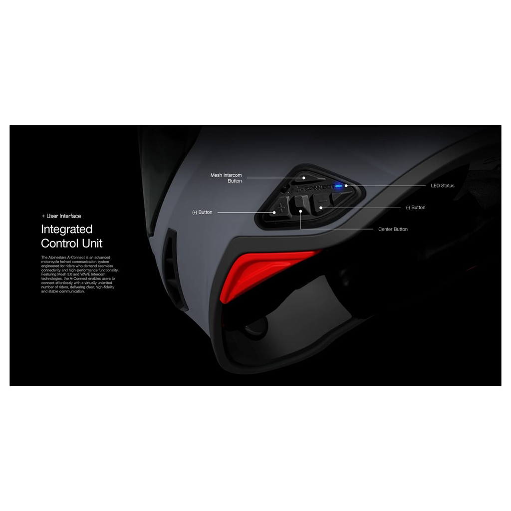 Alpinestars A-Connect: Intercom Bluetooth System for Alpinestars S-R7 and S-R10 Premium Helmets