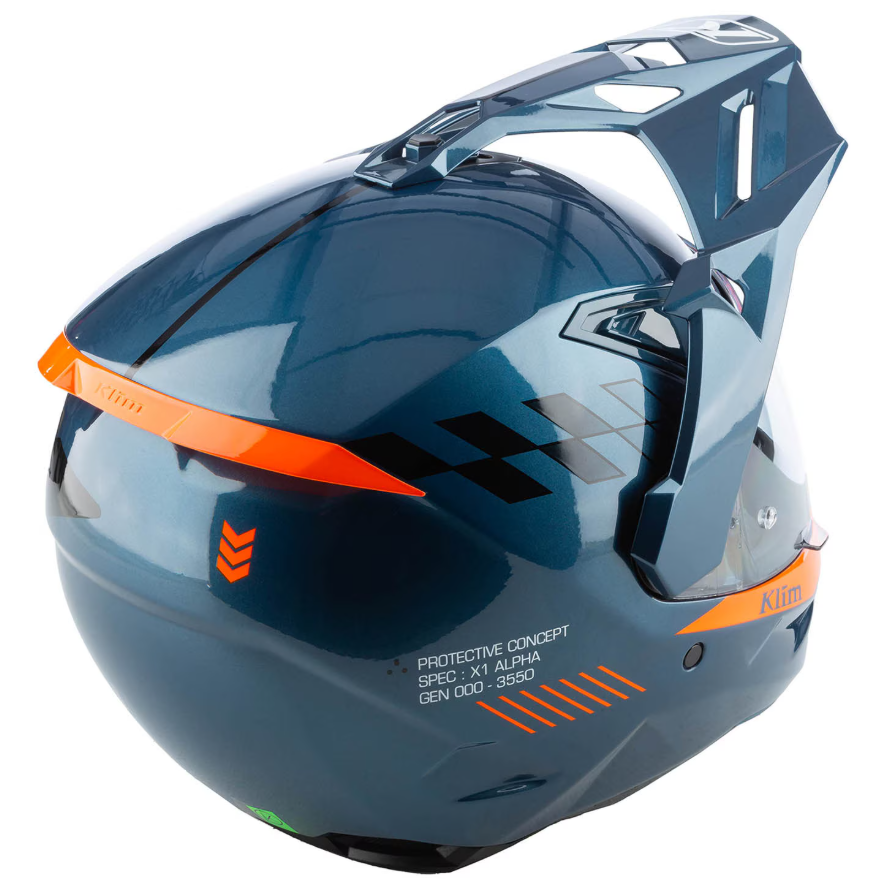 Klim X1 Alpha Helmet - Gloss Concept Petrol - Strike Orange