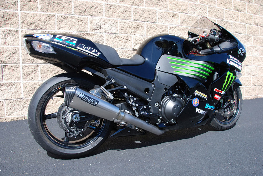 Brocks CT Single Full Exhaust System w/ 16" Muffler for Kawasaki ZX-14R
