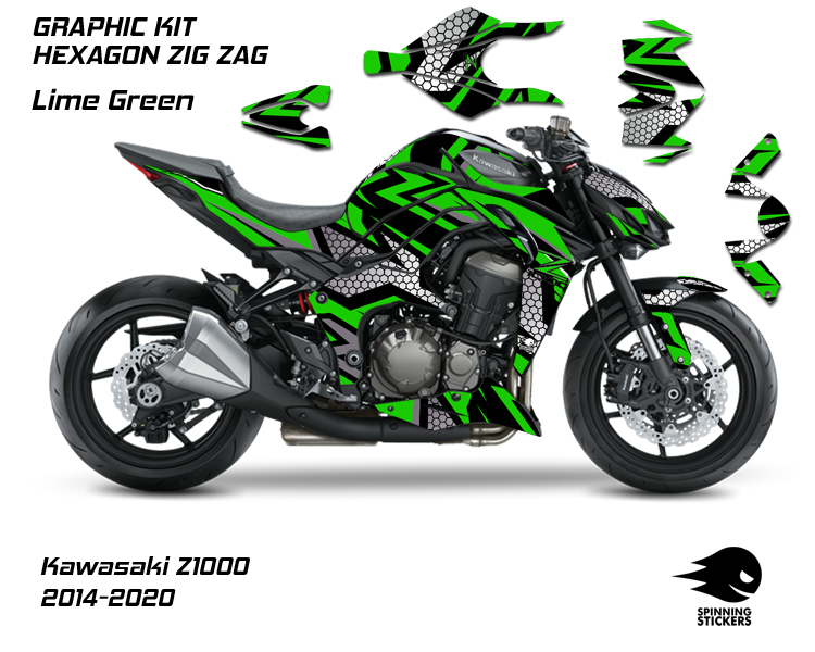 Spinning Stickers Hexagon Graphics Kit For Kawasaki Z1000 2014-20