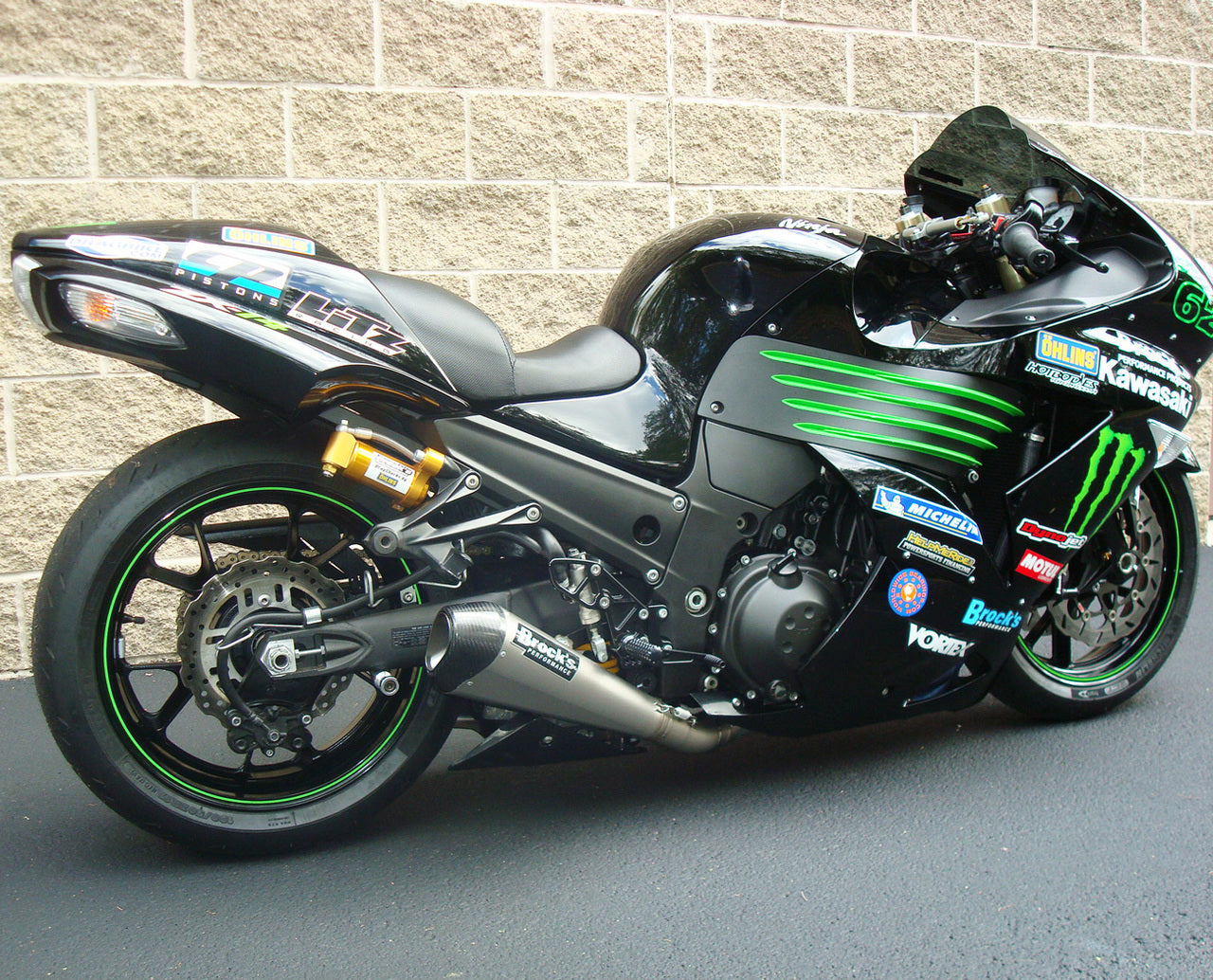 Brocks CT Megaphone Full Exhaust System w/ 17" Muffler for Kawasaki ZX-14R