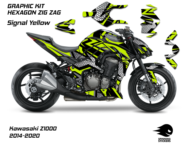 Spinning Stickers Hexagon Graphics Kit For Kawasaki Z1000 2014-20
