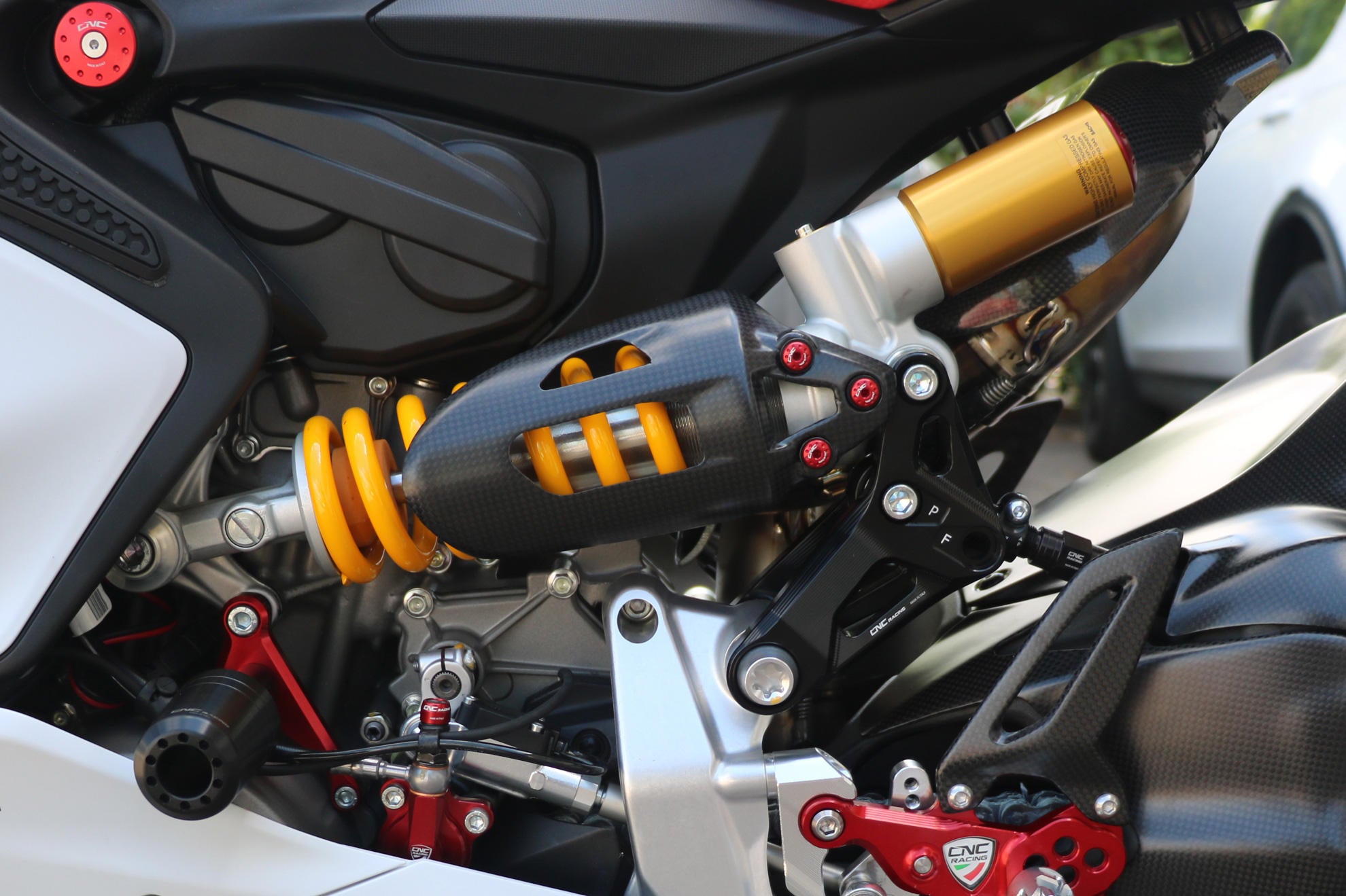 CNC Racing Carbon Fibre Shock Absorber Protection For Ducati Panigale V2