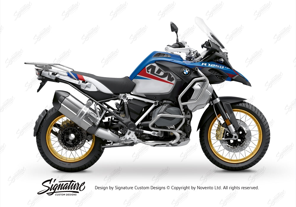 SCD BMW R1250GS Adventure Style HP (Silver Tank) Vivo Blue & Red Stickers