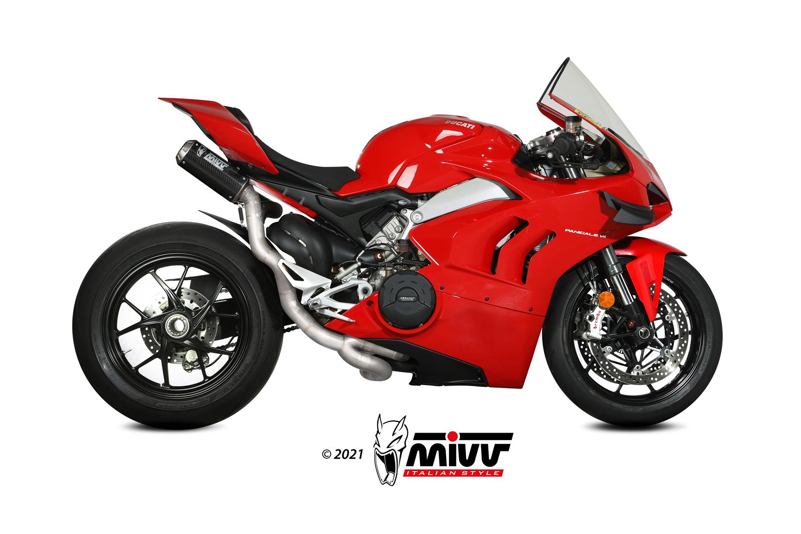 Mivv Carbon Fibre High Position Full Exhaust System For Ducati Panigale V4 S 2018-22