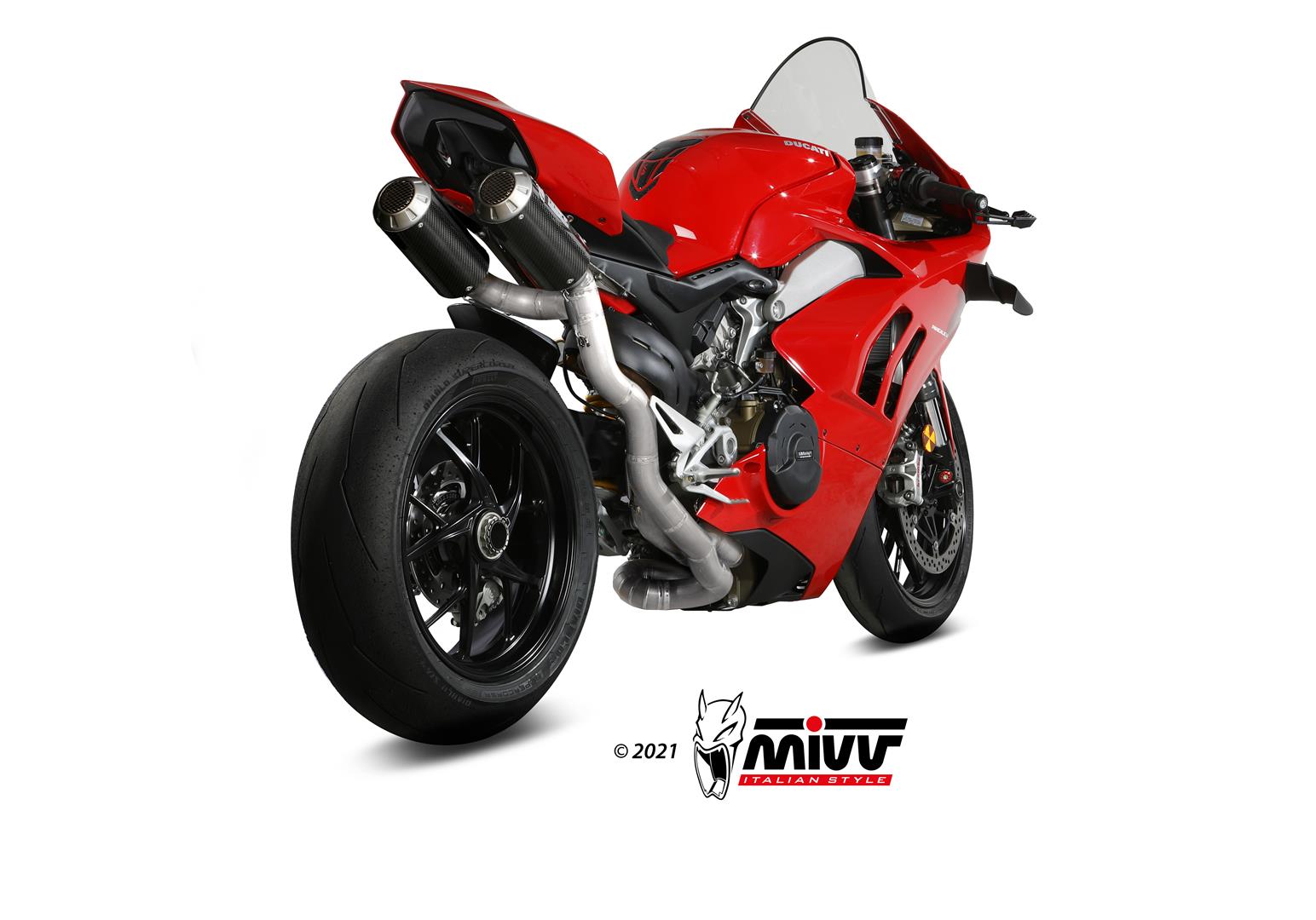 Mivv Carbon Fibre High Position Full Exhaust System For Ducati Panigale V4 S 2018-22