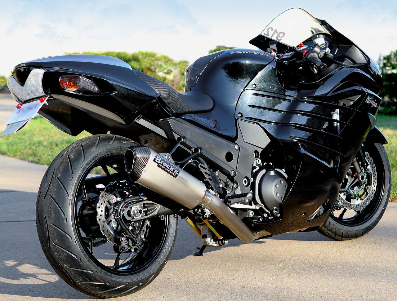 Brocks CT Single Full Exhaust System w/ 16" Muffler for Kawasaki ZX-14R