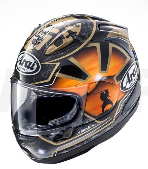 Arai RX-7V Evo Pedrosa Spirit Gold Helmet