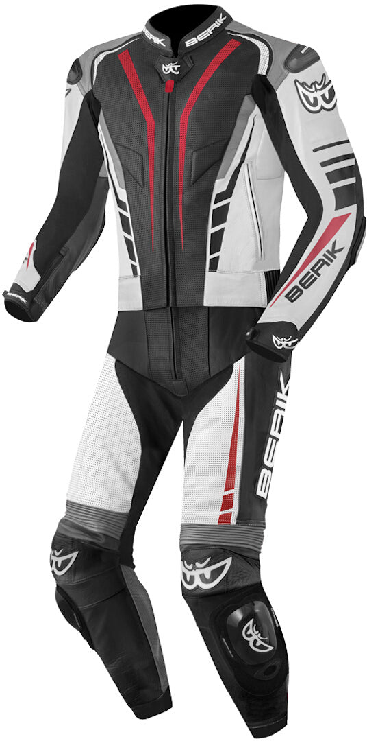 Berik XR-Ace Two Piece Leather Suit - 48 / Black/Red/White/Grey