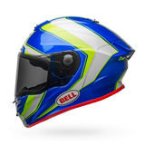 Bell Race Star Flex Gloss White/Hi-Viz Green/Blue Sector Helmet