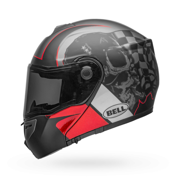 Bell SRT-Modular Hart-Luck Gloss/Matte Charcoal/White/Red Skull Helmet