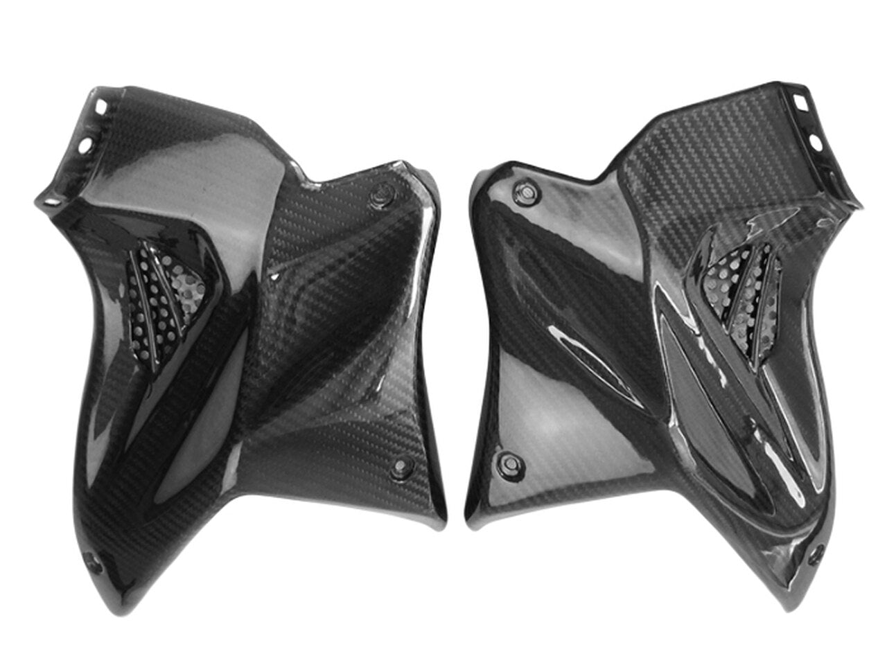 Motocomposites Upper Tank Covers w/ Aluminium Grill in 100% Carbon Fiber for Kawasaki Ninja H2