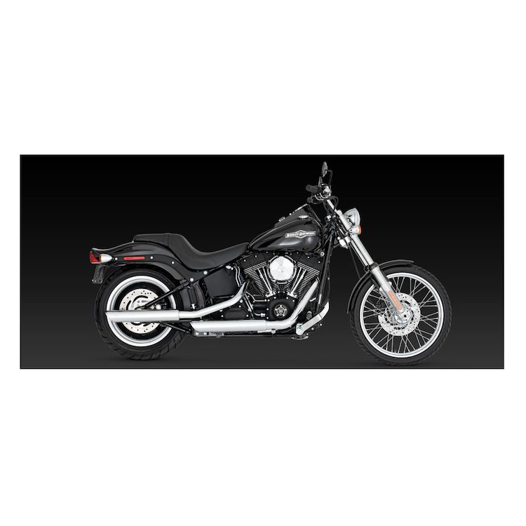 Vance & Hines 3" Round Twin Slash Slip-On Mufflers For Harley Softail